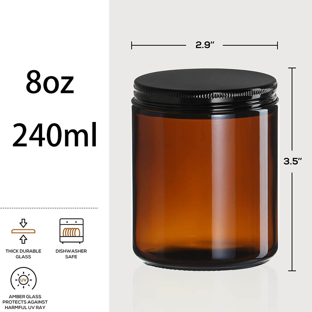 Bocaux en verre ambré de 8 oz  - Candle Making Glass Jars avis et prix