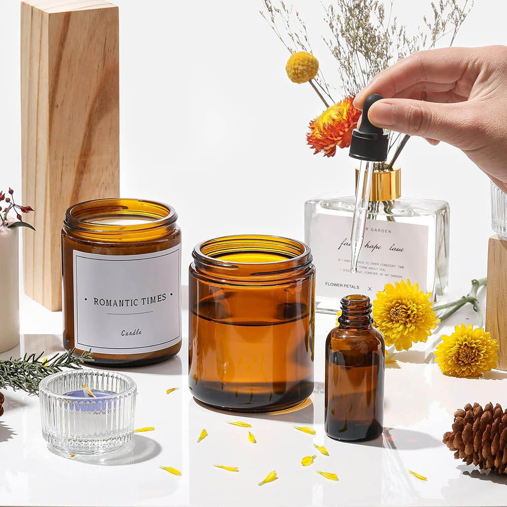 Bocaux en verre ambré de 8 oz  - Candle Making Glass Jars avis et prix